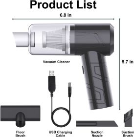 Powerful Handheld Vacuum Cleaner For Car Home Cleaning Cordless, Rechargeable 2 In 1 Mini Vacuum Blower 18000PA Suction Lightweight Portable Black