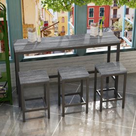 Modern Design Kitchen Dining Table, Pub Table, Long Dining Table Set with 3 Stools, Easy Assembly, Gray (W75753845)