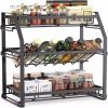 Spice Rack Organizer, 3-Tier Seasoning Organizer, Kitchen Spice Shelf, Countertop Organizer for Bathroom Vanity Kitchen-Black