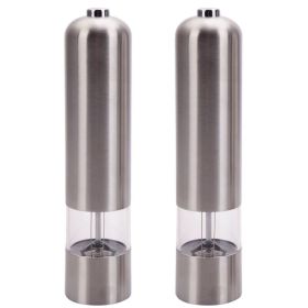 2pcs Stainless Steel Electric Automatic Pepper Mills Salt Grinder