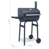 Charcoal BBQ Grill Smoker with Bottom Shelf Black