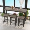 Modern Design Kitchen Dining Table, Pub Table, Long Dining Table Set with 3 Stools, Easy Assembly, Brown Gray (W75753849)