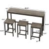 Modern Design Kitchen Dining Table, Pub Table, Long Dining Table Set with 3 Stools, Easy Assembly, Brown Gray (W75753849)