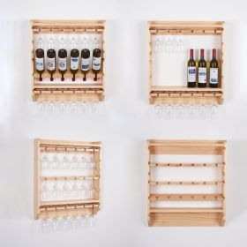 18 bottle wall wine rack/wine rack with glass holder/PINE/Solid wood /Home wine rack//Living room wine rack (Color: as Pic)