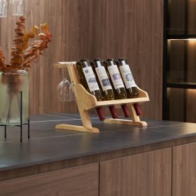 Table wine rack with cup holder/wine racks countertop/Solid wood wine rack /Home wine rack/Living room wine rack/ PINE (Color: as Pic)