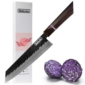 Qulajoy 8 Inch Japanese Chef Knife, Professional Hand Forged High Carbon Steel Kitchen Chef Knife,Cooking Knife With Ebony Handle (size: Kiritsuke)