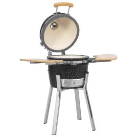 Kamado Barbecue Grill Smoker Ceramic 31.9" (Color: Black)