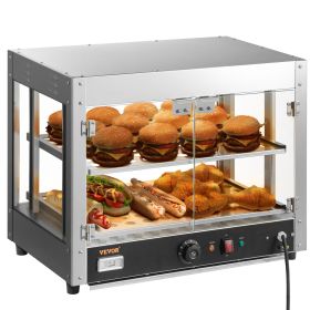 VEVOR 2-Tier Commercial Food Warmer Countertop Pizza Cabinet with Water Tray (default: default)