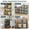 2Pcs 32L Foldable Storage Bins with Lid Collapsible Stackable Closet Organizer Containers with Front Door Lock 4Pcs Wheels